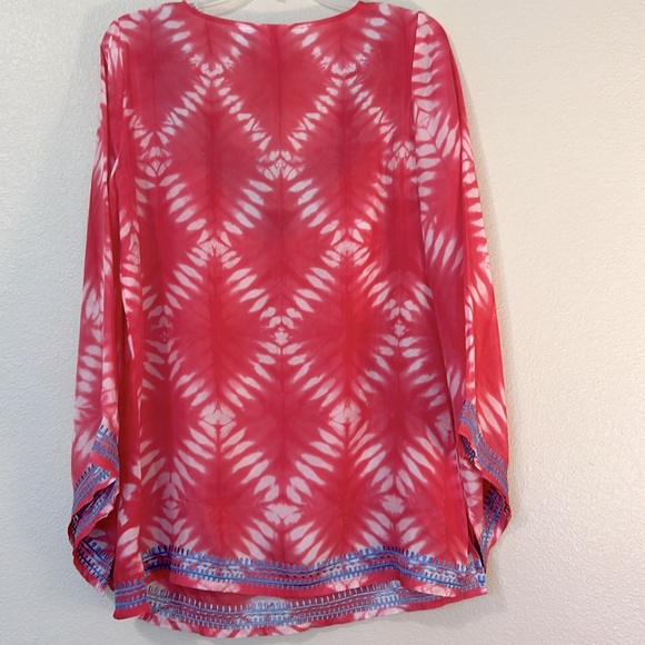DG2 By Diane Gilman Boho Pink Silk Top Size XS Excellent Condition - Picture 4 of 6